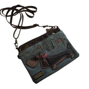CHALA Wiener Dog Mini Crossbody Cell Phone Purse Bag Indigo Blue Artsy Boho